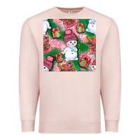 Pale Pink cute snowman and gift box with leopard seamless pattern bbs Premium Sweatshirt - BundleAndBundleShop