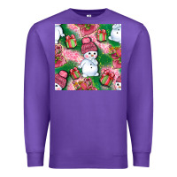 Purple cute snowman and gift box with leopard seamless pattern bbs Premium Sweatshirt - BundleAndBundleShop