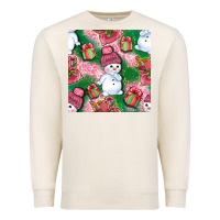 Sandshell cute snowman and gift box with leopard seamless pattern bbs Premium Sweatshirt - BundleAndBundleShop