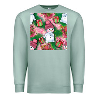 Seafoam cute snowman and gift box with leopard seamless pattern bbs Premium Sweatshirt - BundleAndBundleShop