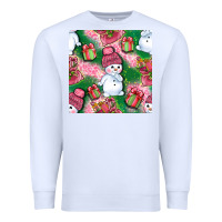 White cute snowman and gift box with leopard seamless pattern bbs Premium Sweatshirt - BundleAndBundleShop