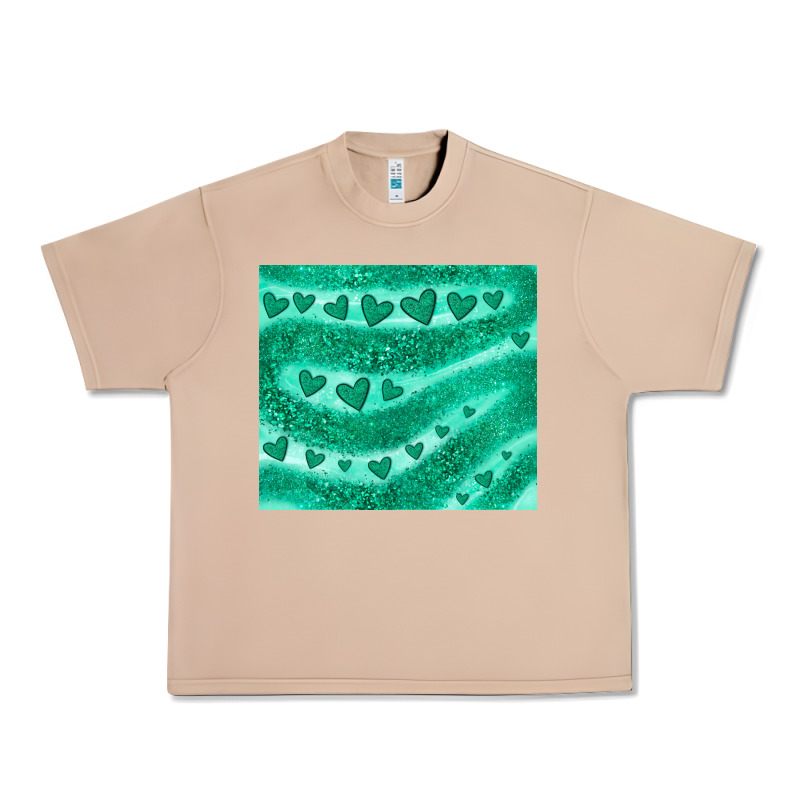 Green Glitter Heart Urban Heavy Tee by JahusDesignShop | Teevron