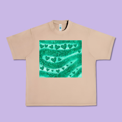Green Glitter Heart Urban Heavy Tee Designed By Jahusdesignshop
