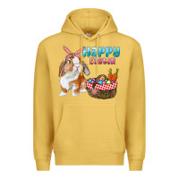 Antique Gold Happy Easter Bunny And Egg Basket Premium Hoodie - RanaPortraitStore