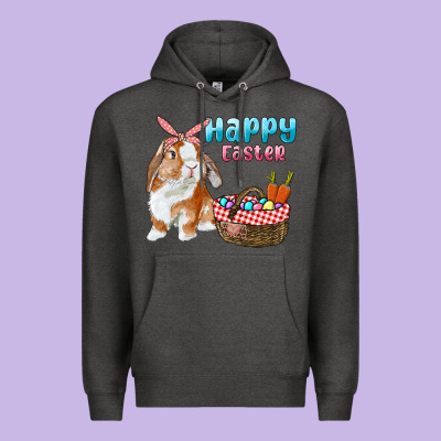 Happy Easter Bunny And Egg Basket Premium Hoodie Designed By Ranaportraitstore