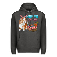 Charcoal Heather Happy Easter Bunny And Egg Basket Premium Hoodie - RanaPortraitStore