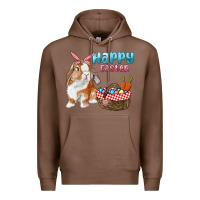 Chestnut Happy Easter Bunny And Egg Basket Premium Hoodie - RanaPortraitStore