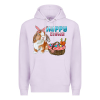 Lilac Happy Easter Bunny And Egg Basket Premium Hoodie - RanaPortraitStore