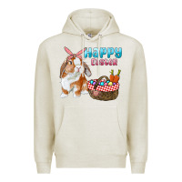 Oatmeal Heather Happy Easter Bunny And Egg Basket Premium Hoodie - RanaPortraitStore