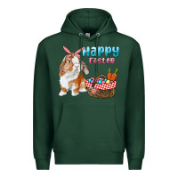 Sports Green Happy Easter Bunny And Egg Basket Premium Hoodie - RanaPortraitStore