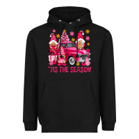 Black Tis' the season pink Christmas gnomes truck Heavyweight Hoodie - NancyCooperArtShop