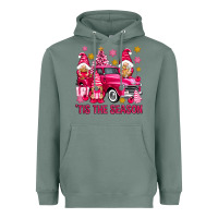Sage Tis' the season pink Christmas gnomes truck Heavyweight Hoodie - NancyCooperArtShop