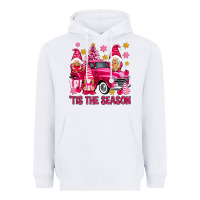 White Tis' the season pink Christmas gnomes truck Heavyweight Hoodie - NancyCooperArtShop