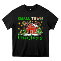Black Small Town Christmas Heavy Core Tee - Artiststas