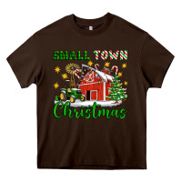 Chocolate Brown Small Town Christmas Heavy Core Tee - Artiststas
