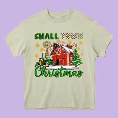 Small Town Christmas Heavy Core Tee Designed By Artiststas