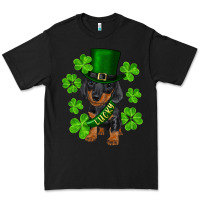 Black st. patricks day lucky dachshund puppy Premium Tee - RanaPortraitStore