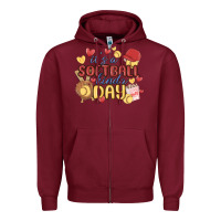 Burgundy it's a softball kinda day Zipper Hoodie - MaliasSmallBusiness