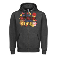 Charcoal Heather it's a softball kinda day Zipper Hoodie - MaliasSmallBusiness
