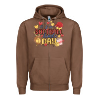 Chestnut it's a softball kinda day Zipper Hoodie - MaliasSmallBusiness