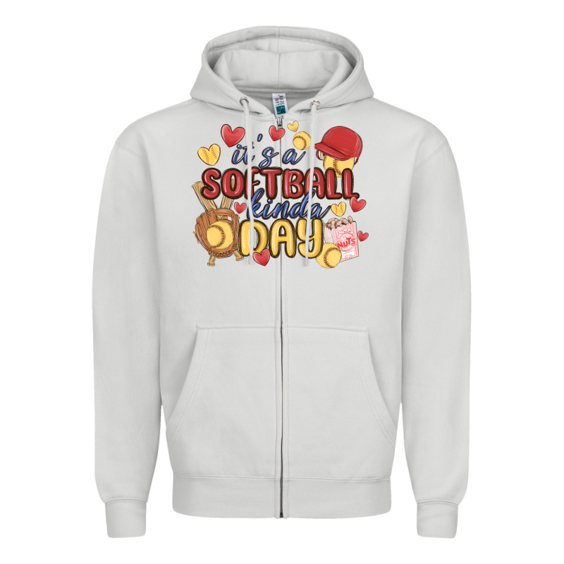It's A Softball Kinda Day Zipper Hoodie by MaliasSmallBusiness | Teevron