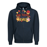 Navy it's a softball kinda day Zipper Hoodie - MaliasSmallBusiness