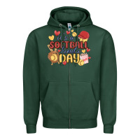 Sports Green it's a softball kinda day Zipper Hoodie - MaliasSmallBusiness