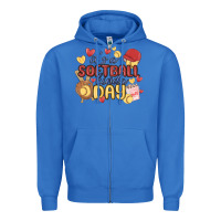 True Royal it's a softball kinda day Zipper Hoodie - MaliasSmallBusiness