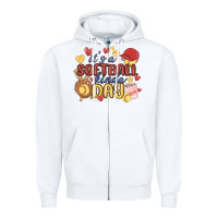 White it's a softball kinda day Zipper Hoodie - MaliasSmallBusiness