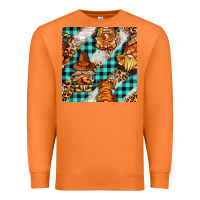 Carrot thanksgiving gnomies with leopard and tartan seamless pattern bbs Premium Sweatshirt - BundleAndBundleShop