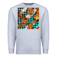 Heather Grey thanksgiving gnomies with leopard and tartan seamless pattern bbs Premium Sweatshirt - BundleAndBundleShop