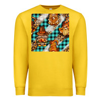 Lemon thanksgiving gnomies with leopard and tartan seamless pattern bbs Premium Sweatshirt - BundleAndBundleShop