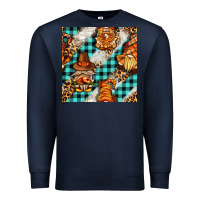 Navy thanksgiving gnomies with leopard and tartan seamless pattern bbs Premium Sweatshirt - BundleAndBundleShop