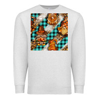 Oatmeal Heather thanksgiving gnomies with leopard and tartan seamless pattern bbs Premium Sweatshirt - BundleAndBundleShop