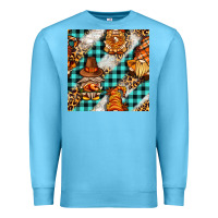 Ocean Blue thanksgiving gnomies with leopard and tartan seamless pattern bbs Premium Sweatshirt - BundleAndBundleShop