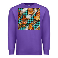 Purple thanksgiving gnomies with leopard and tartan seamless pattern bbs Premium Sweatshirt - BundleAndBundleShop