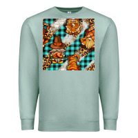 Seafoam thanksgiving gnomies with leopard and tartan seamless pattern bbs Premium Sweatshirt - BundleAndBundleShop