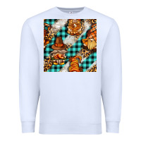 White thanksgiving gnomies with leopard and tartan seamless pattern bbs Premium Sweatshirt - BundleAndBundleShop
