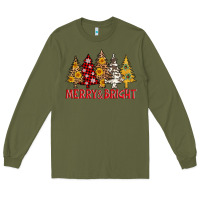 Army Green merry and bright leopard christmas trees Long Sleeve Tee - AdoDesignShop