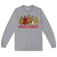 Heather Grey merry and bright leopard christmas trees Long Sleeve Tee - AdoDesignShop