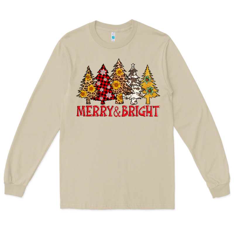Merry And Bright Leopard Christmas Trees Long Sleeve Tee by AdoDesignShop | Teevron