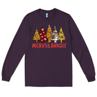 Plum merry and bright leopard christmas trees Long Sleeve Tee - AdoDesignShop