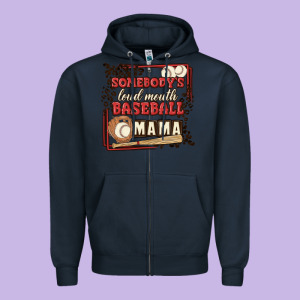 Somebody's Loud Mouth Baseball Mama Zipper Hoodie Designed By Maliassmallbusiness