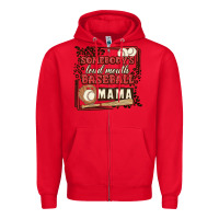 Red somebody's loud mouth baseball mama Zipper Hoodie - MaliasSmallBusiness