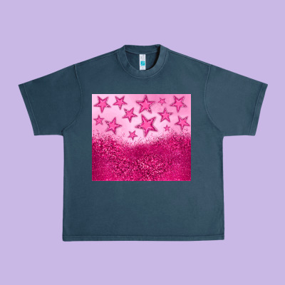 Pink Glitter Star Urban Heavy Tee Designed By Jahusdesignshop