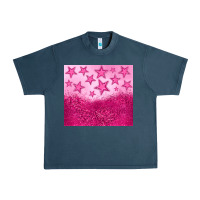 Midnight Navy pink glitter star Urban Heavy Tee - JahusDesignShop