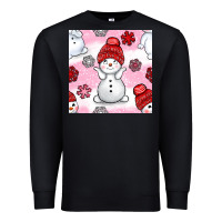 Black cute snowman and snow flakes seamless pattern bbs Premium Sweatshirt - BundleAndBundleShop