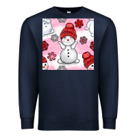 Navy cute snowman and snow flakes seamless pattern bbs Premium Sweatshirt - BundleAndBundleShop