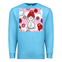 Ocean Blue cute snowman and snow flakes seamless pattern bbs Premium Sweatshirt - BundleAndBundleShop