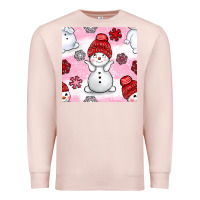 Pale Pink cute snowman and snow flakes seamless pattern bbs Premium Sweatshirt - BundleAndBundleShop
